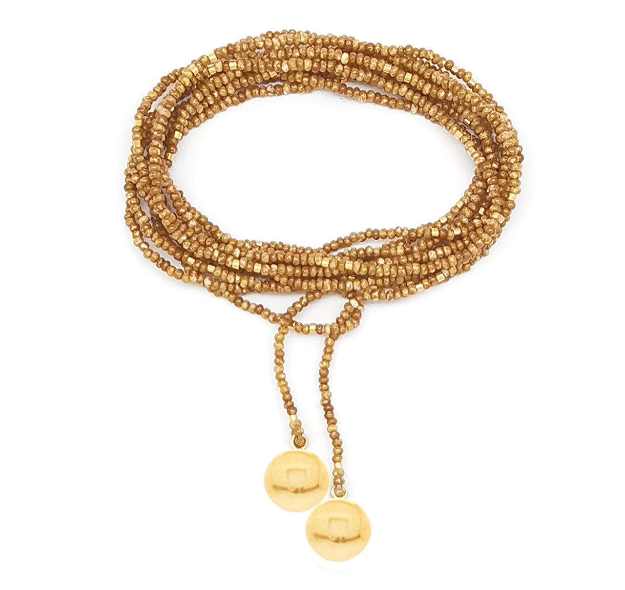 Collar enredable mostaza detalles dorado.