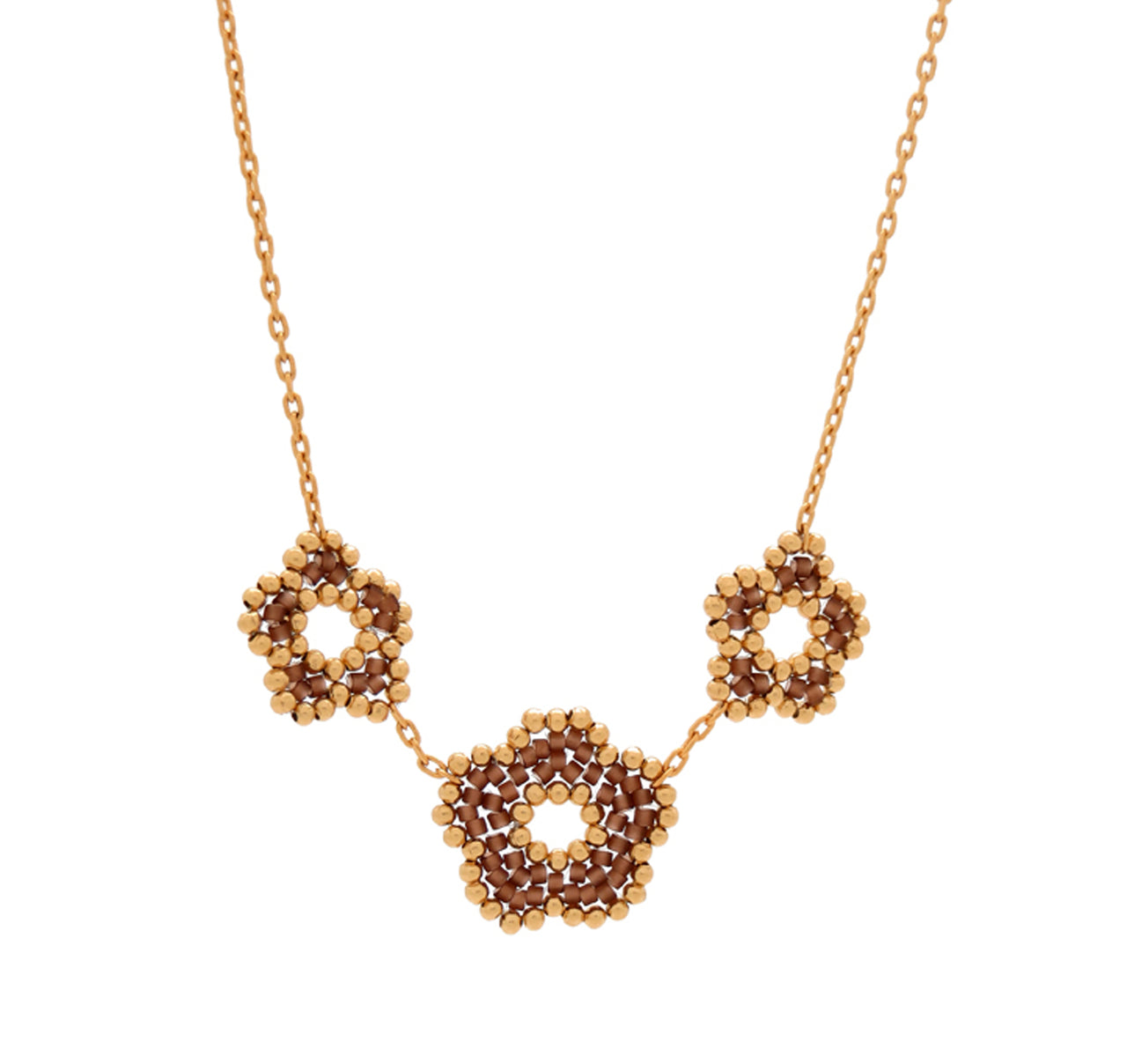 Collar nomeolvides triple dorado.