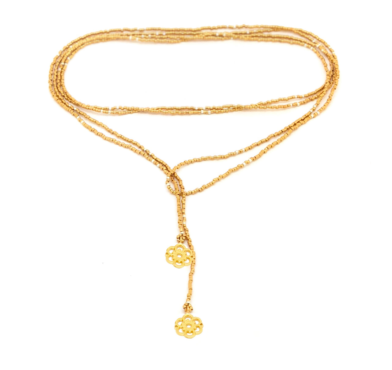 Collar enredable dorado detalles plata.