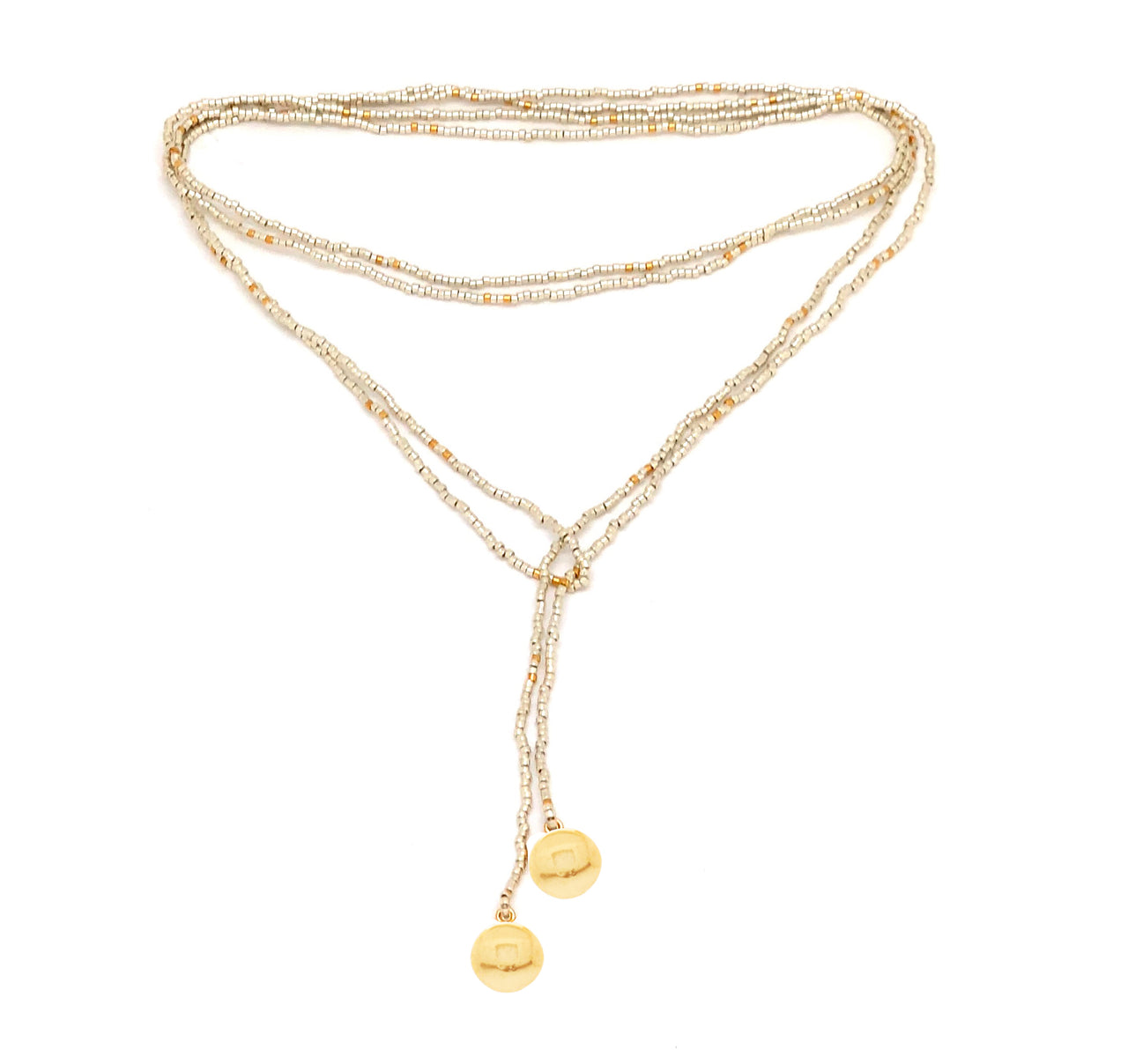 Collar enredable plata detalles dorados.
