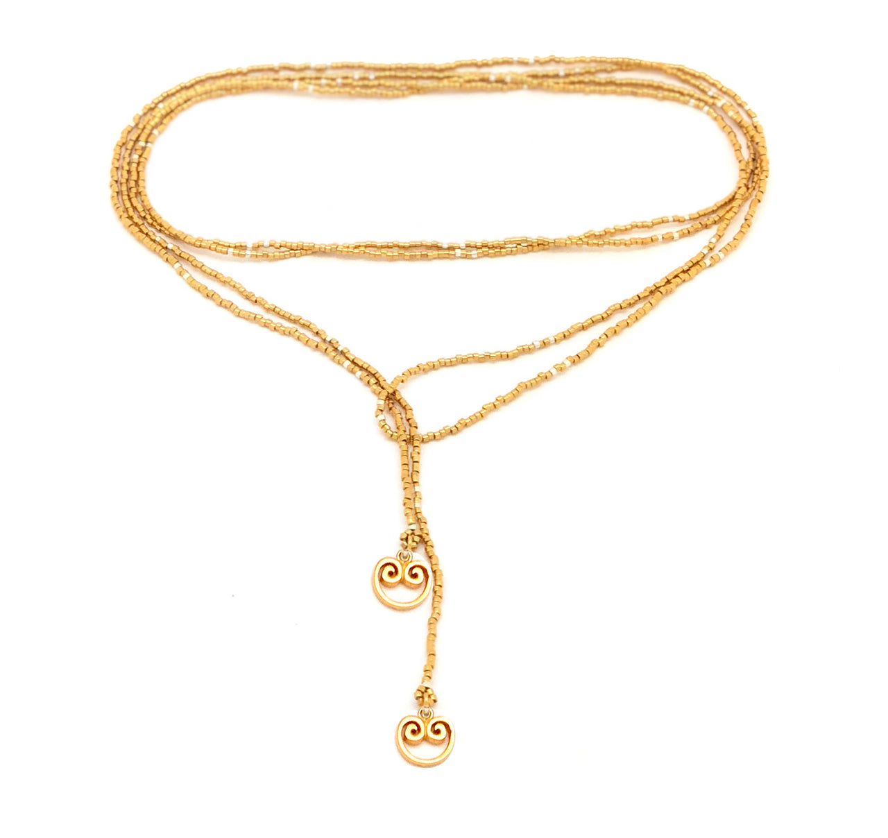 Collar enredable dorado detalles plata.