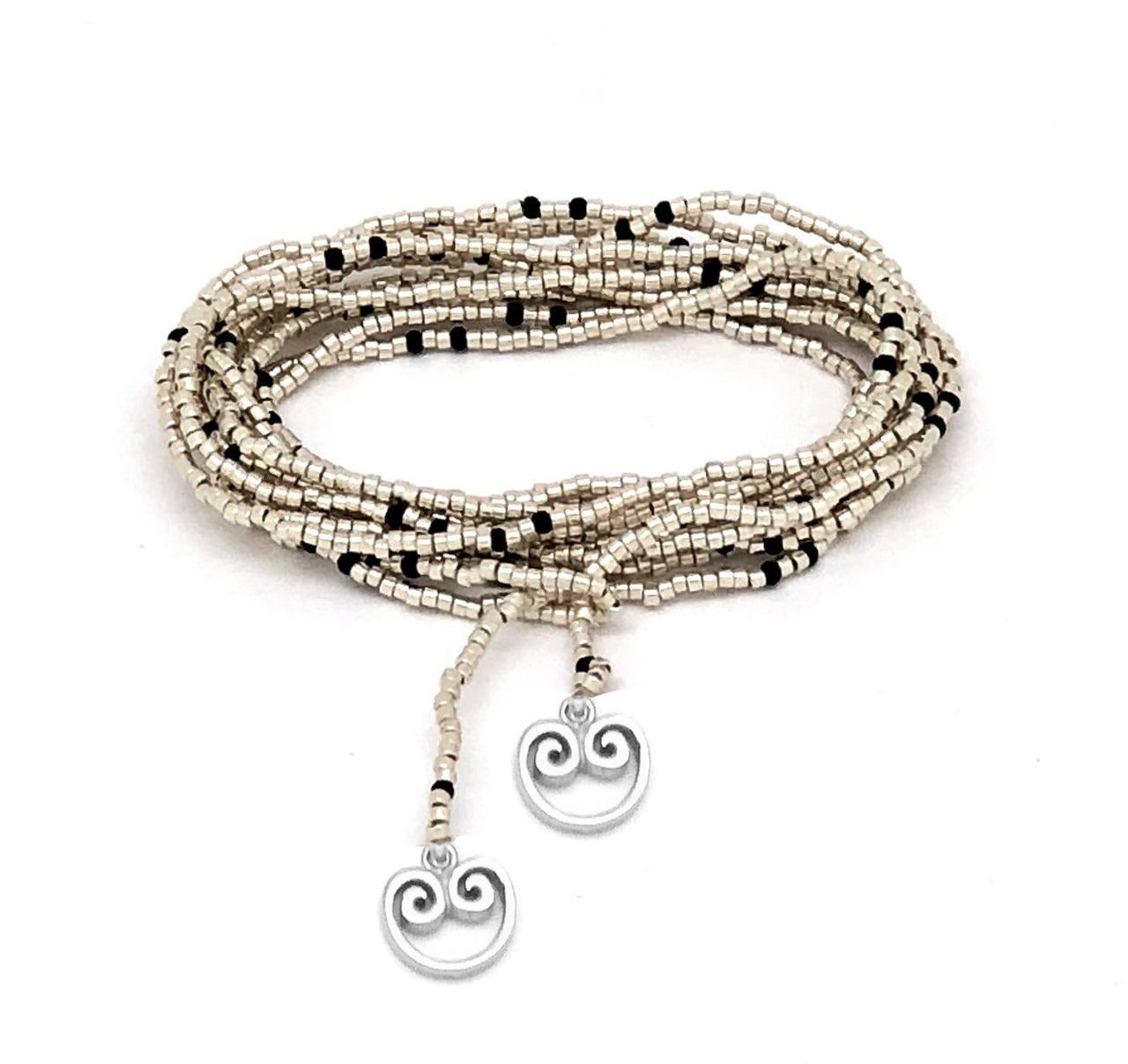 Collar enredable plata detalles negros