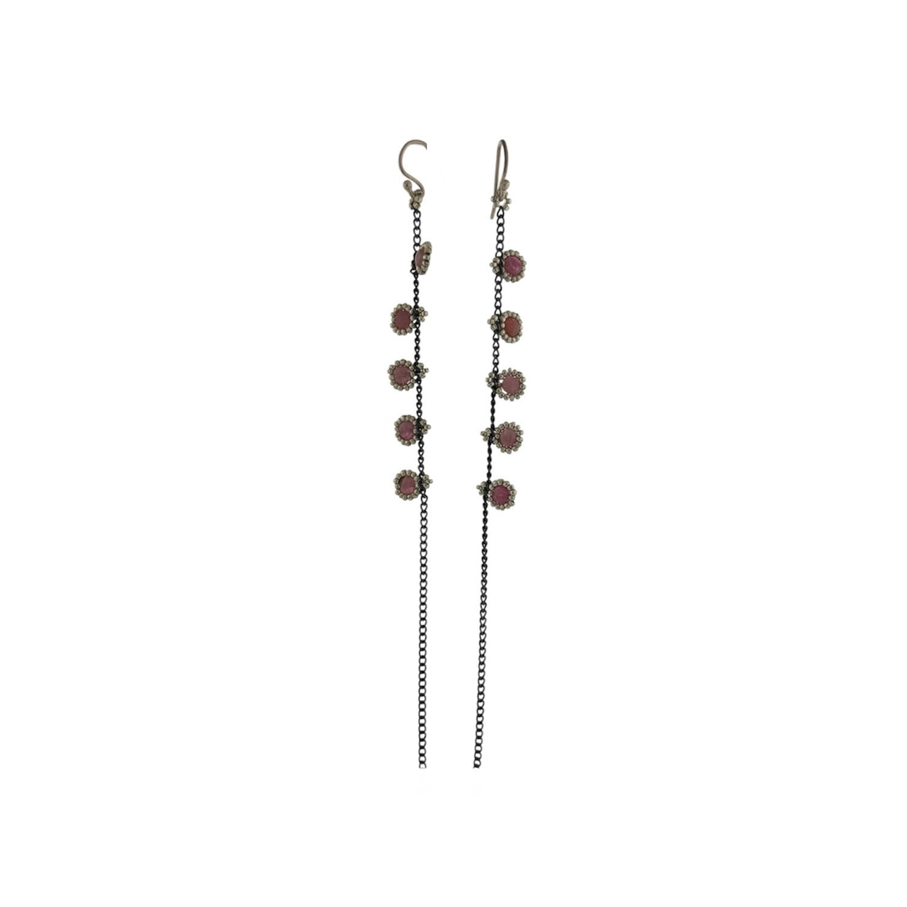 Aretes KATARI Piedra Cuarzo Rosa Plata Pavonada