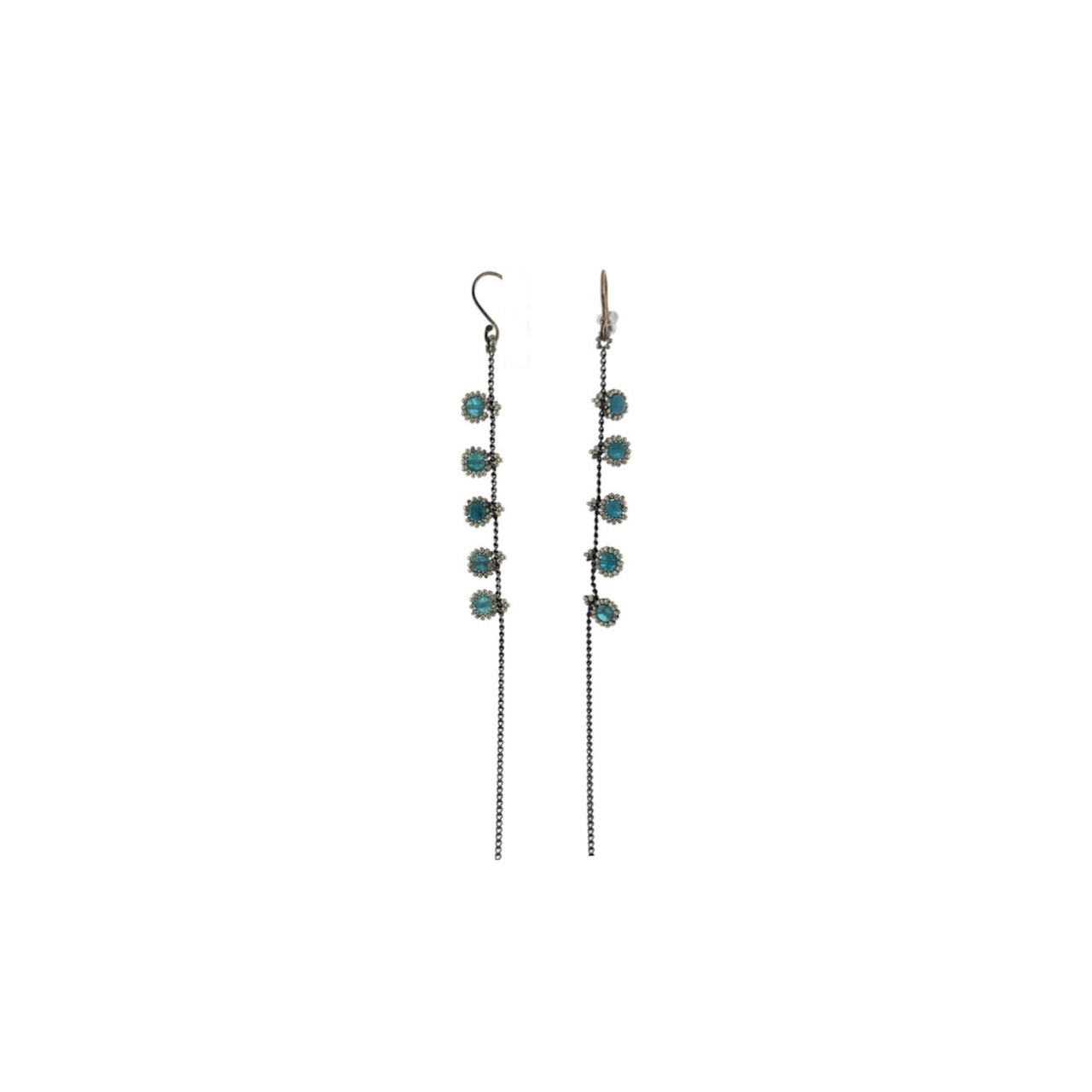 Aretes KATARI Piedra Apatita Plata Pavonada