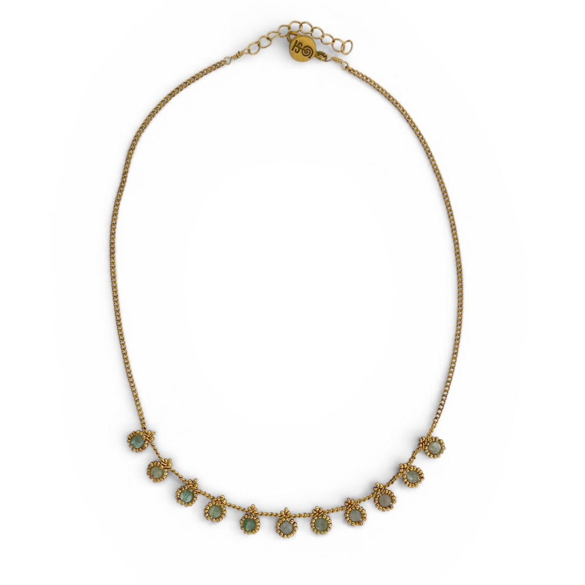 Collar KATARI 11 Piedra Acuamarina Dorado