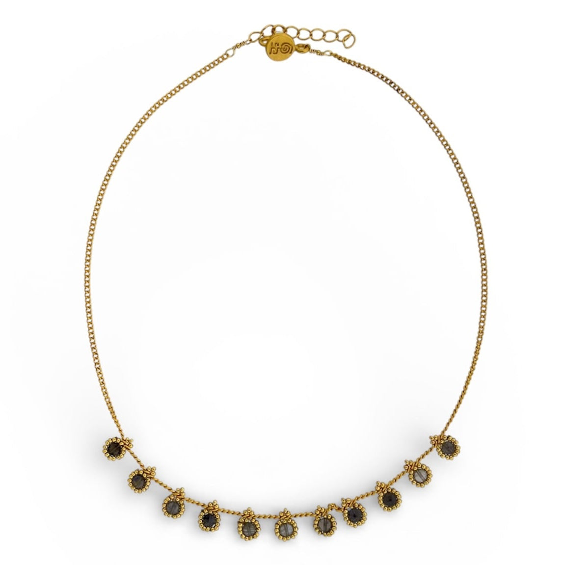 Collar KATARI 11 Piedra Iolita Dorado