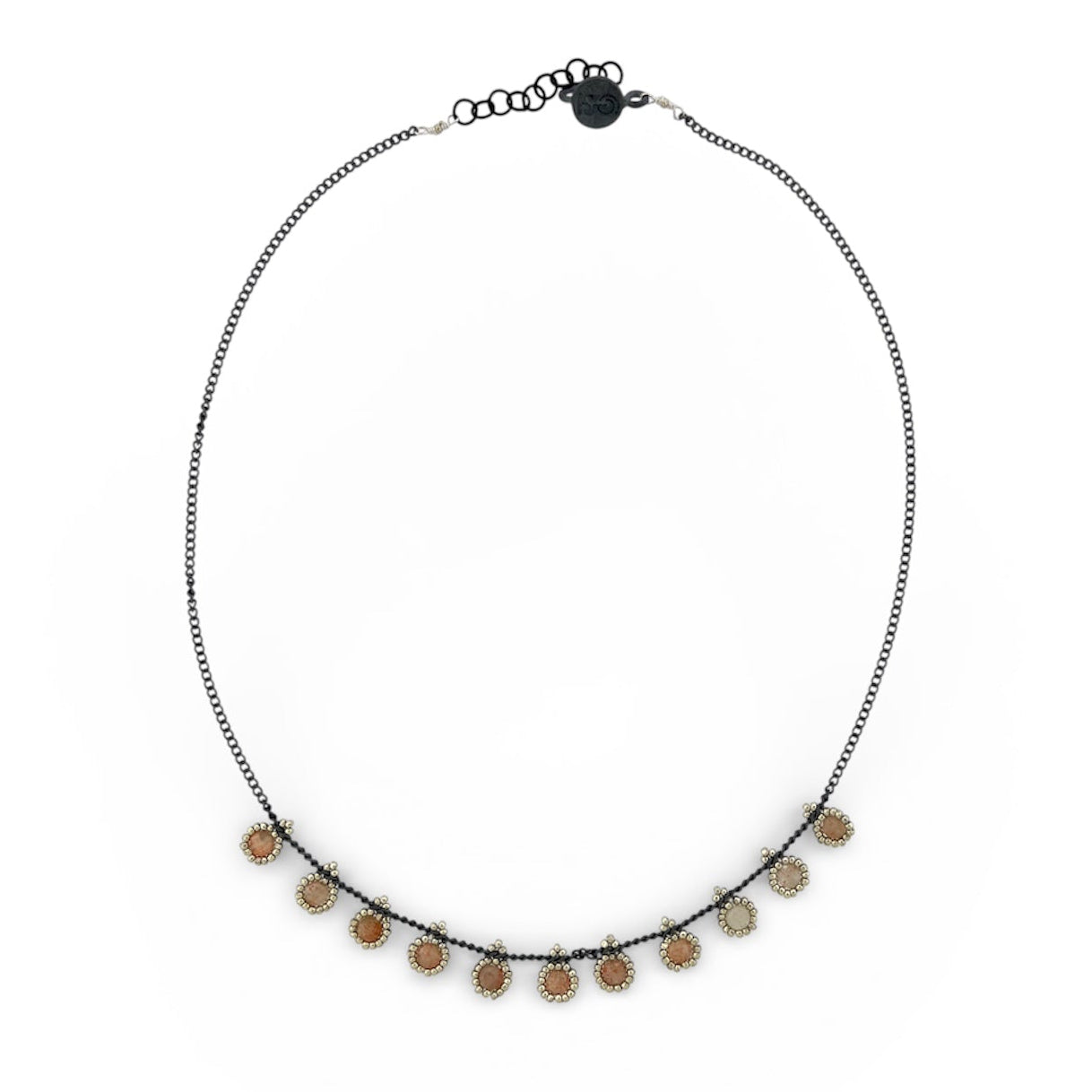 Collar KATARI 11 Piedra Sol Plata Pavonada