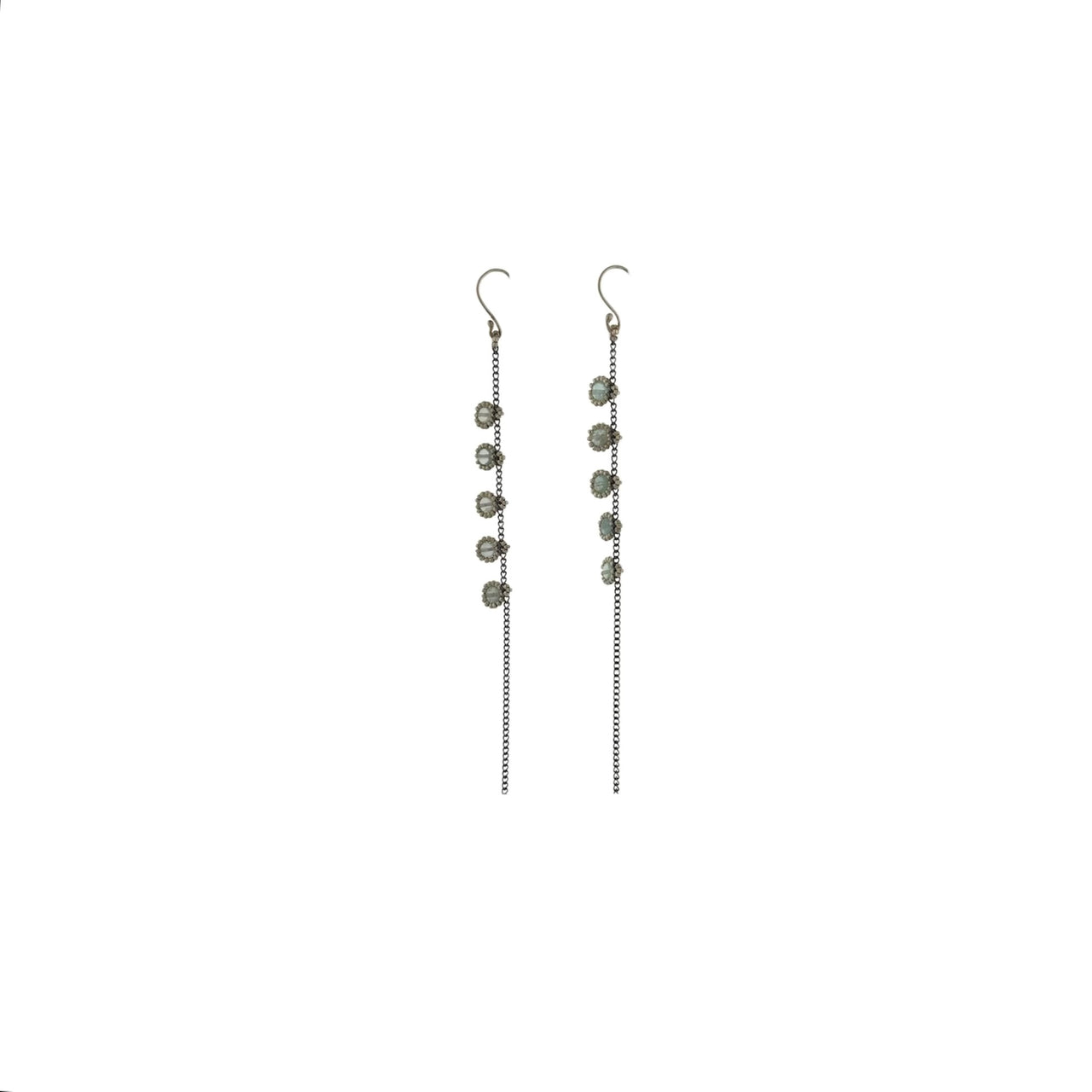 Aretes KATARI Piedra Aquamarina Plata Pavonada