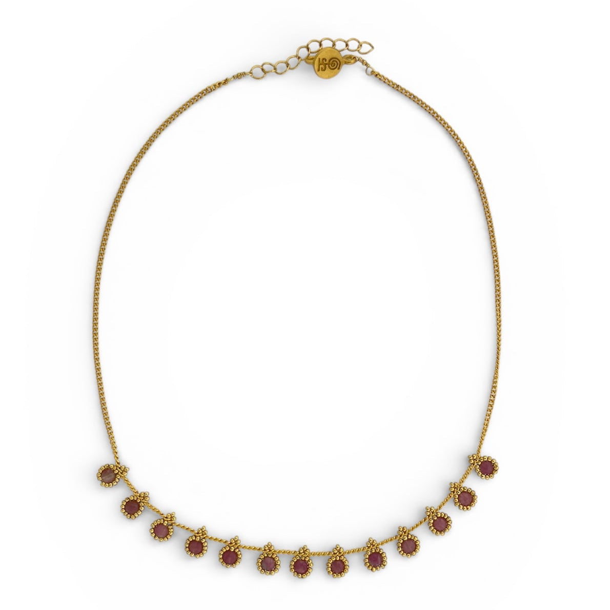 Collar KATARI 11 Piedra Cuarzo Rosa Dorado