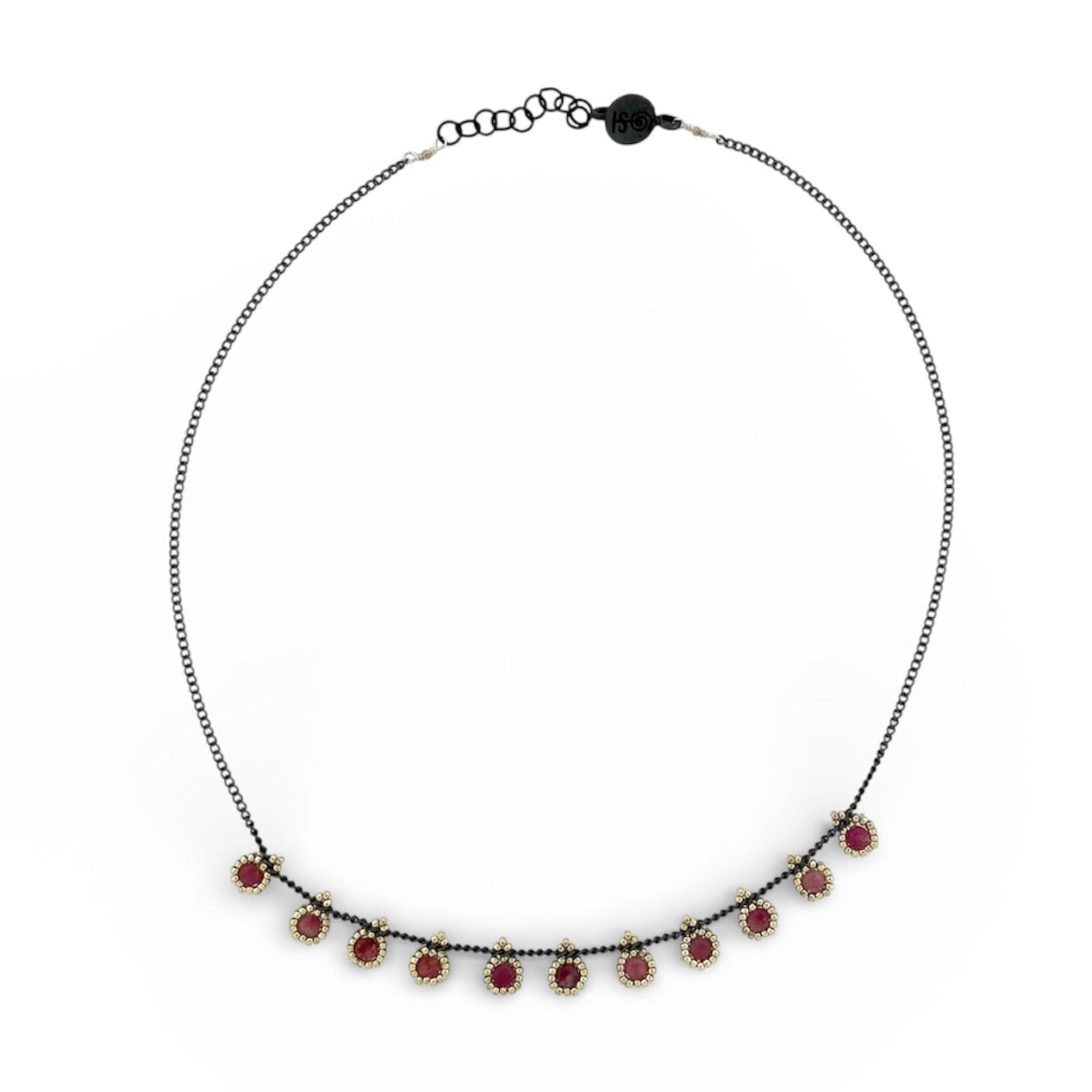 Collar KATARI 11 Piedra Cuarzo Rosa Plata Pavonada