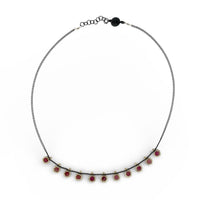 Thumbnail for Collar KATARI 11 Piedra Cuarzo Rosa Plata Pavonada