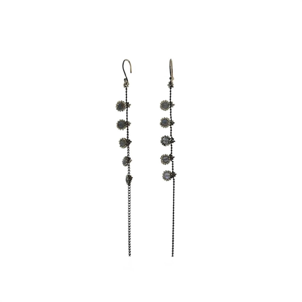Aretes KATARI Piedra Iolita Plata Pavonada