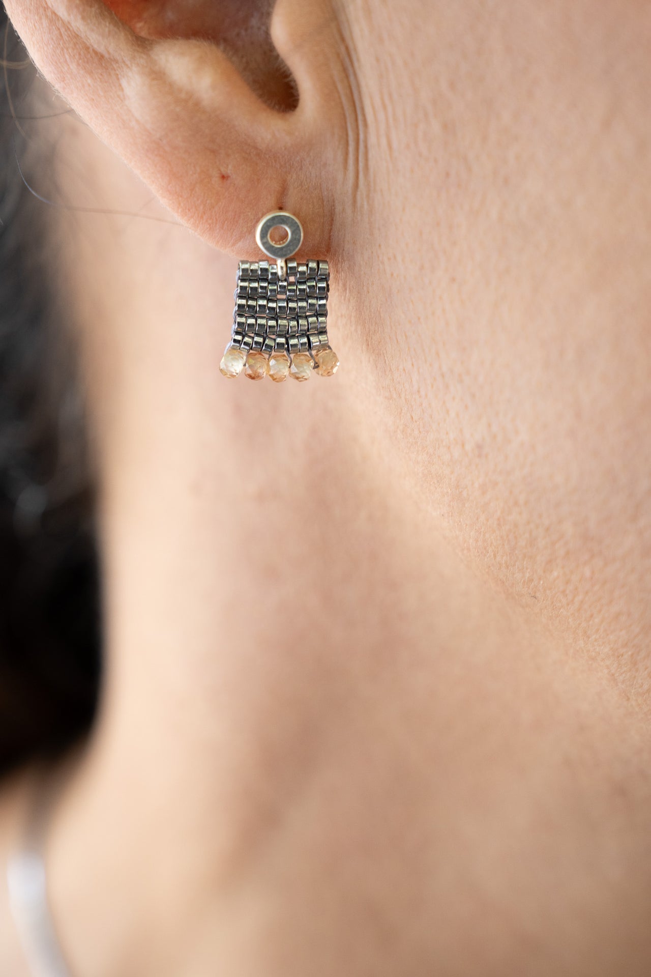Aretes Ange Circonia Beige