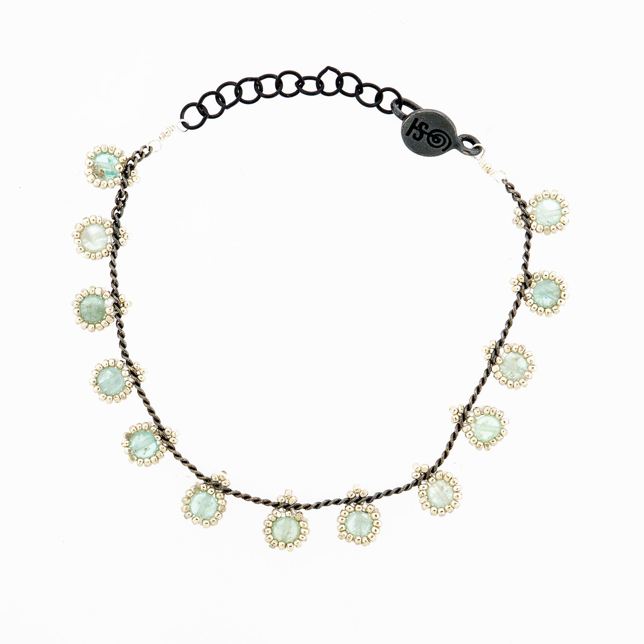 Pulsera KATARI 13 Piedra Aguamarina Plata Pavonada