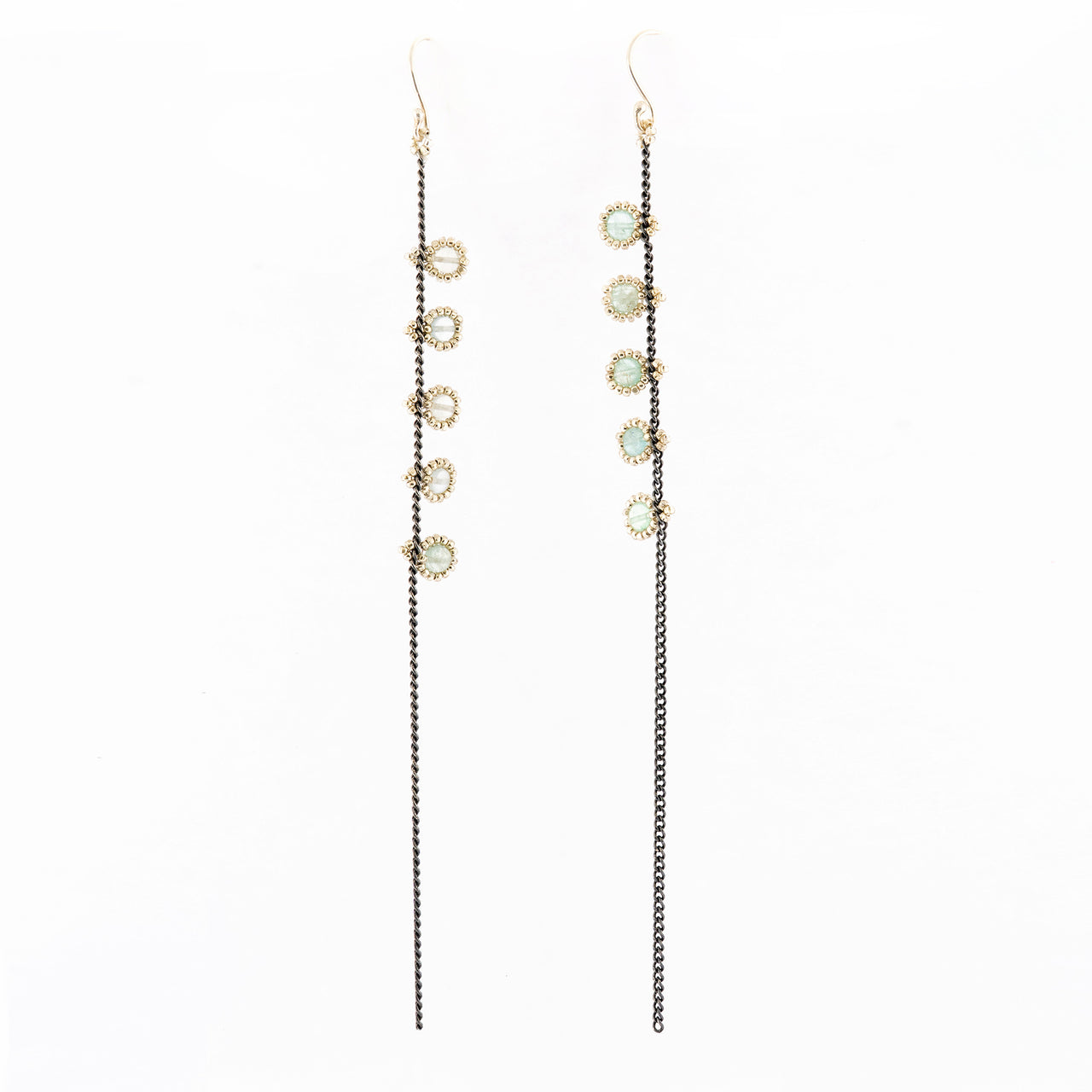 Aretes KATARI Piedra Aquamarina Plata Pavonada
