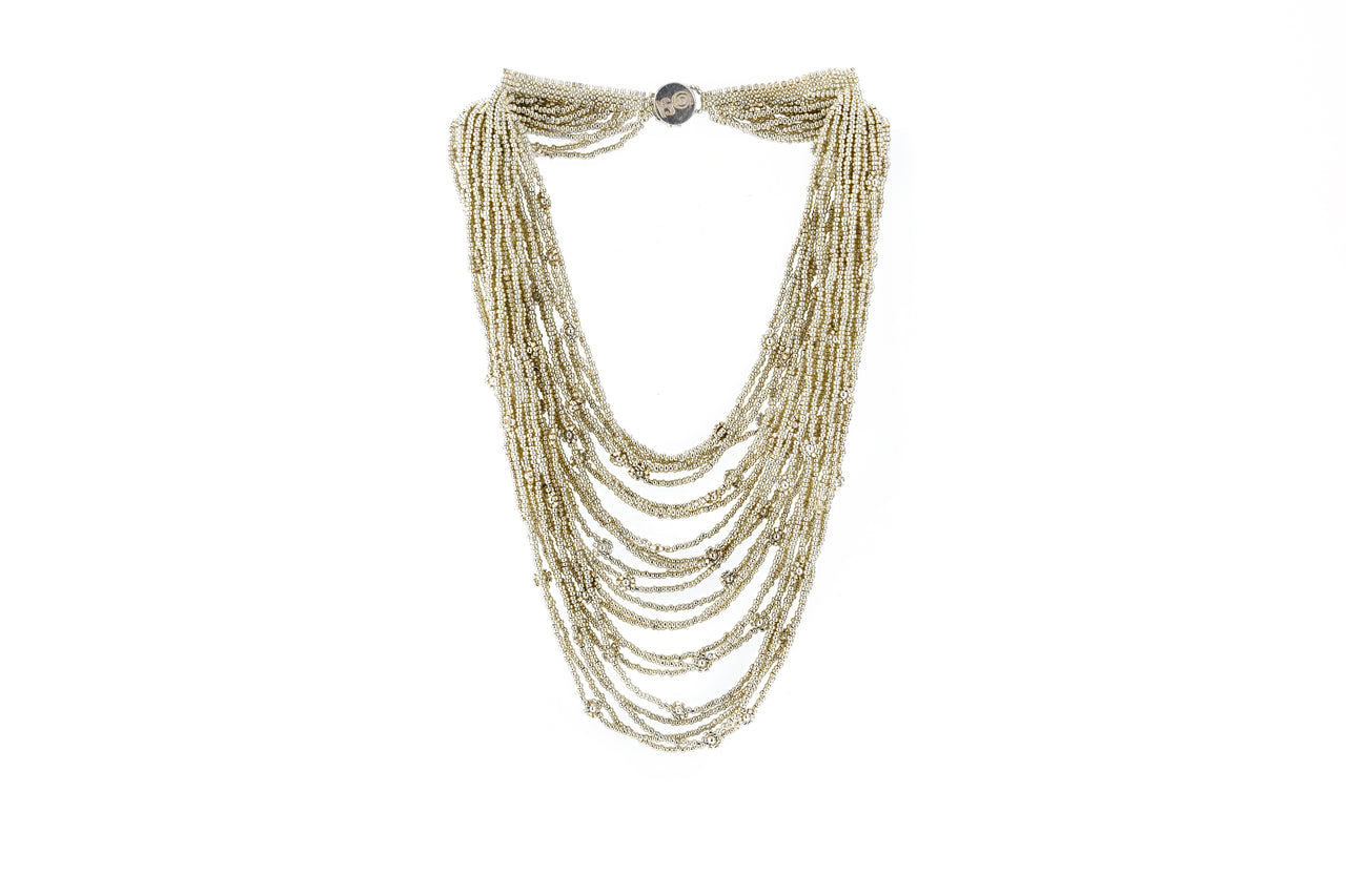 Collar cosecha 25 hilos plateado metálico TSP