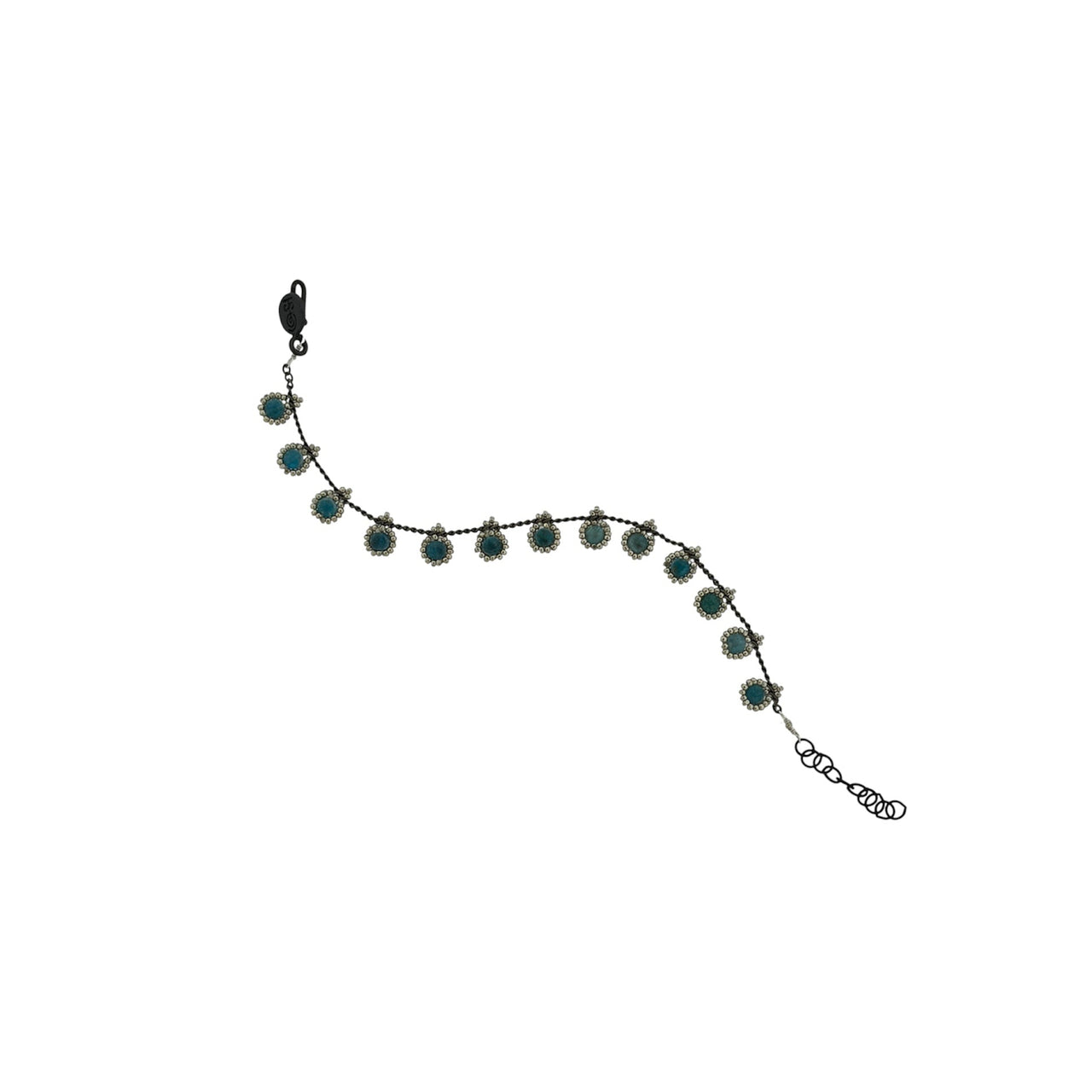 Pulsera KATARI 13 Piedra Apatita Plata Pavonada